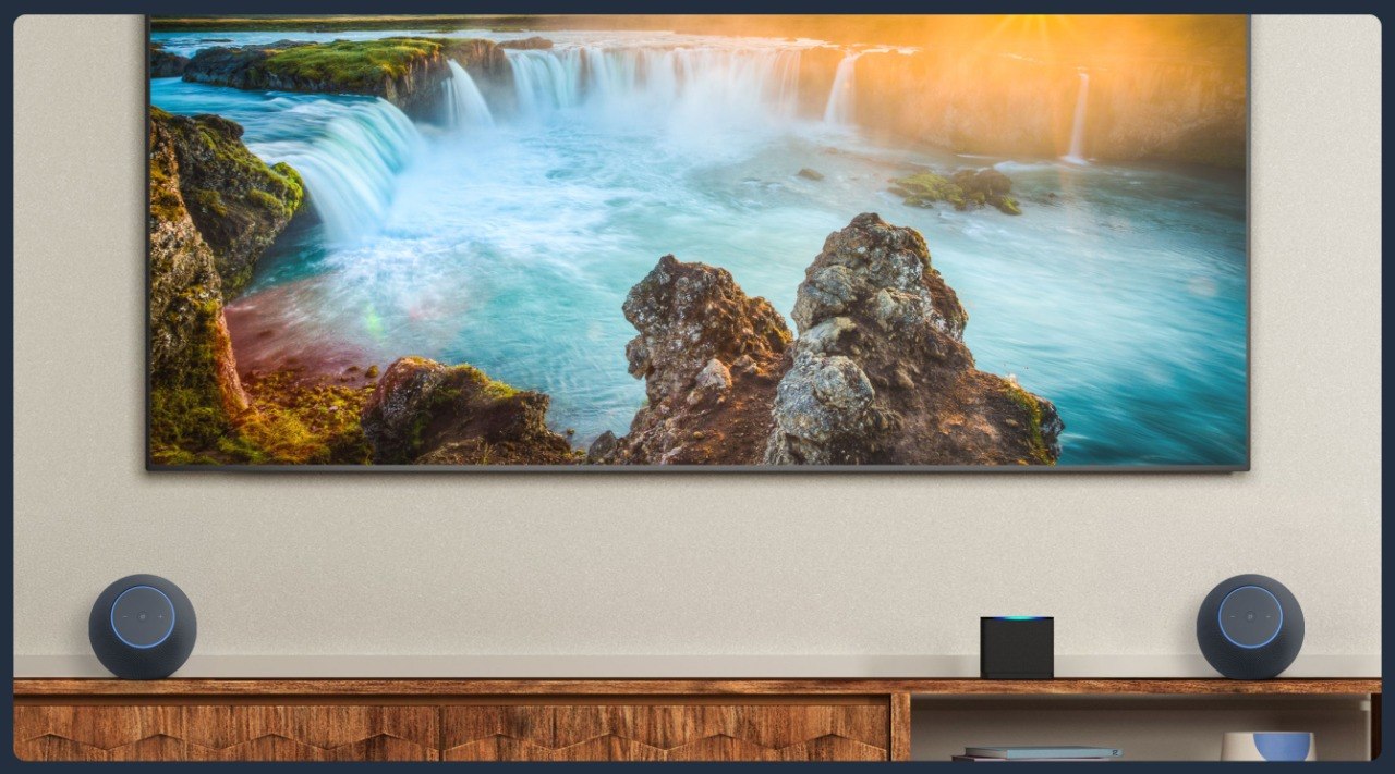 Amazon Fire TV Cube in a cinematic 4K television setup